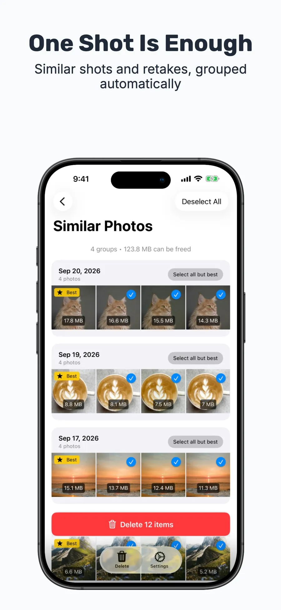 Similar photos shown in groups